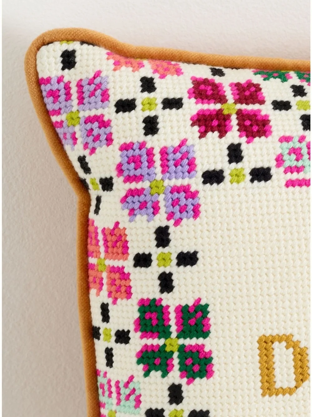 Anthropologie Petite “Save Water, Drink Champagne” Needlepoint Pillow NWT